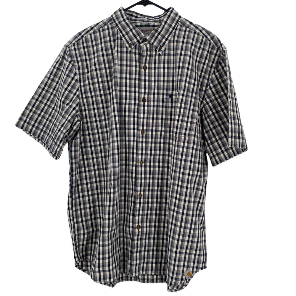 Men’s black white Carhartt short sleeve button down shirt size XL